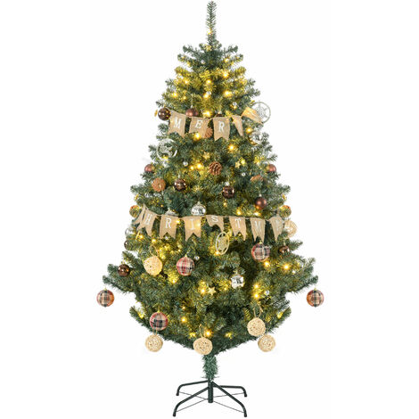 HOMCOM Artificial Christmas Tree with LED Lights, Decoration, Auto Open 6ft (1/5)