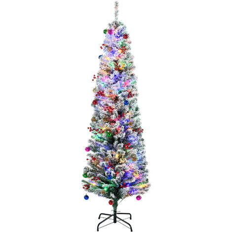 HOMCOM Artificial Christmas Tree with Flocked Tips, LED Lights, Decoration 6ft (1/5)