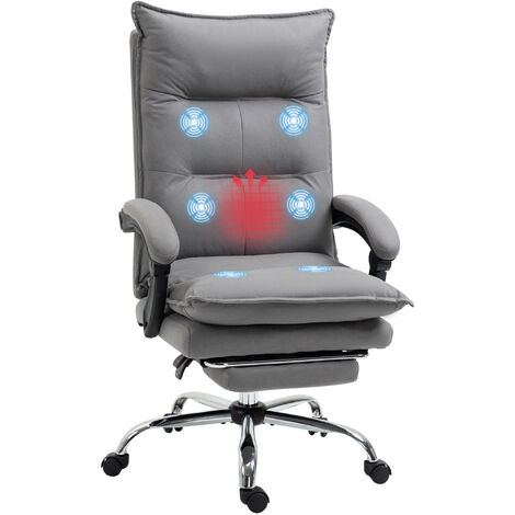 Vinsetto Microfibre Vibration Massage Office Chair with Footrest, Heat, Grey