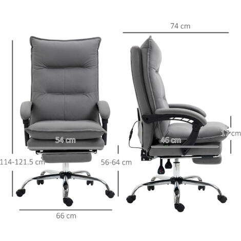 Vinsetto Microfibre Vibration Massage Office Chair with Footrest, Heat, Grey