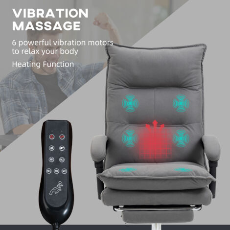 Vinsetto Microfibre Vibration Massage Office Chair with Footrest, Heat, Grey