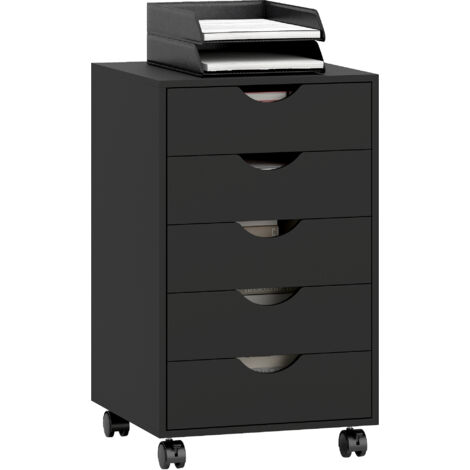 HOMCOM Filing Cabinet with 5 Drawers, Under Desk Drawer, Black