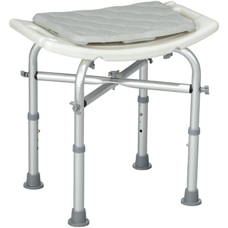 HOMCOM Aluminium Shower Stool Adjustable Bath Stool for Senior Disabled Pregnant