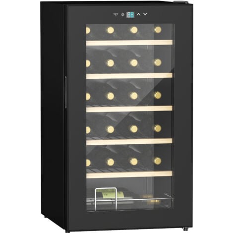 24 Bottles Wine Fridge with Glass Door Digital Touch Screen Control LED Light
