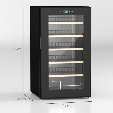 24 Bottles Wine Fridge with Glass Door Digital Touch Screen Control LED Light