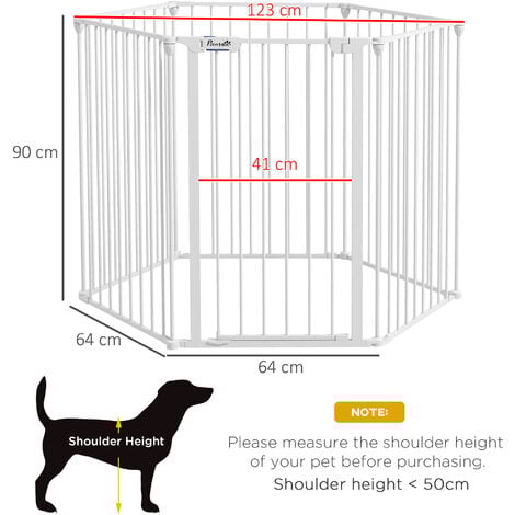 PawHut 2 in 1 Dog Pen, Safety Pet Gate Dog Playpen Foldable for Medium Dogs 6 Panel