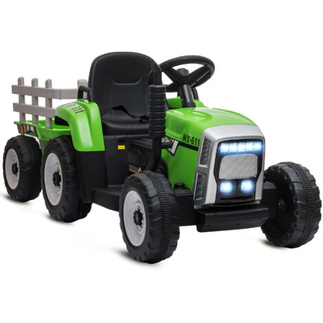 HOMCOM Electric Ride on Tractor with Trailer 12V Kids Electric Car