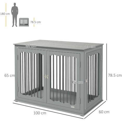 PawHut Dog Crate End Table with Three Doors Furniture Style Dog Crate Indoor Use Large