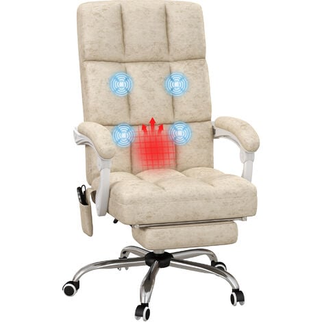 Vinsetto Executive Reclining Office Chair with Vibration Massage, Microfibre Beige
