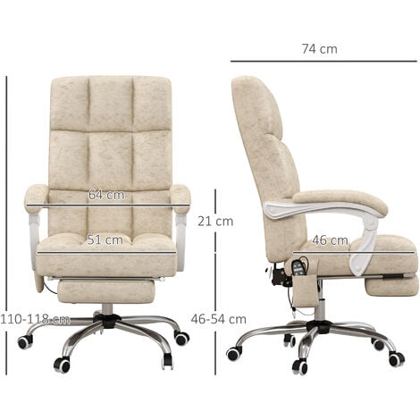 Vinsetto Executive Reclining Office Chair with Vibration Massage, Microfibre Beige