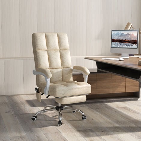 Vinsetto Executive Reclining Office Chair with Vibration Massage, Microfibre Beige