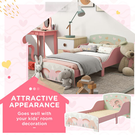 ZONEKIZ Toddler Bed Frame, Kids Bedroom Furniture for Ages 3-6 Years Pink