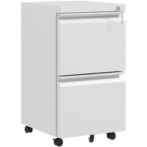 Vinsetto 2-Drawer Filing Cabinet w/ Adjustable Hanging Bar Lockable File Cabinet White (1/5)