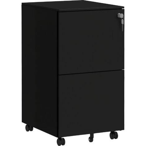 Vinsetto 2-Drawer Vertical Filing Cabinet w/ Removable Pencil Tray Lockable File Cabinet Black (1/5)