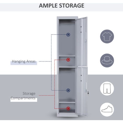 Vinsetto 1.8m Locker Office Cabinet Storage Cold Rolled Steel w/ Storage Shelves