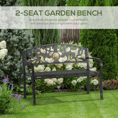 Outsunny Outdoor Patio 2 Seater Garden Bench Park Yard Furniture Porch Chair