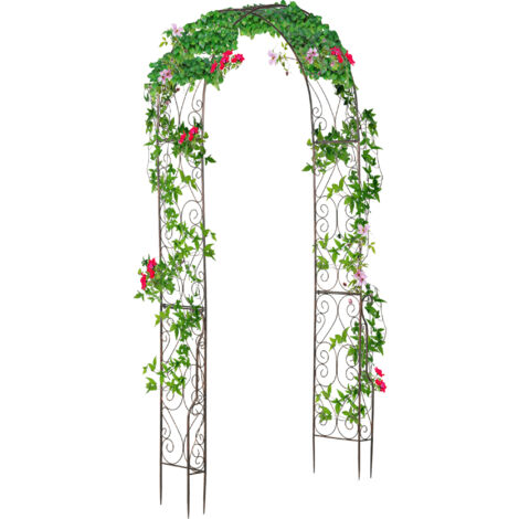 Outsunny Metal Garden Arch Arbour Rose Climbing Archway Plant Wedding Decorative