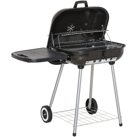 Outsunny Portable Wheeled Charcoal Steel Grill BBQ Outdoor Picnic 22 inch