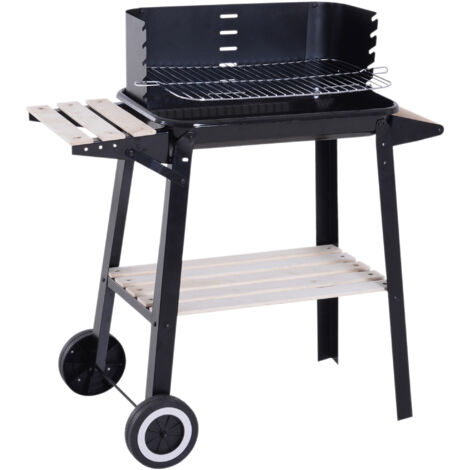 Outsunny Charcoal BBQ Grill Trolley Barbecue Patio Outdoor Garden Heating Smoker