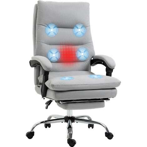 Vinsetto Microfibre Vibration Massage Office Chair with Heat, Footrest, Grey