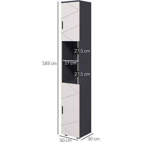 kleankin Tall Bathroom Storage Cabinet, Slim Bathroom Cabinet with Soft Close