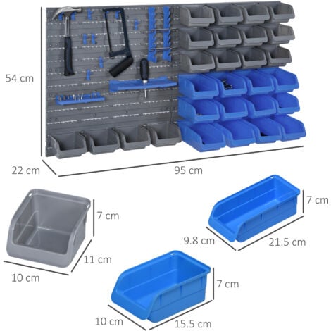 DURHAND 44 Pcs On-Wall Garage DIY Storage Unit Pegboard Tool Equipment Blue