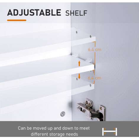 HOMCOM Wall Mounted Mirror Cabinet  Storage Cupboard Shelf Bathroom Double Door 60Wx15Dx75H (cm)