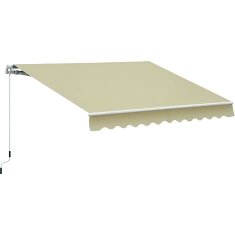 HOMCOM Garden Patio Manual Awning Canopy Sun Shade Shelter Cream