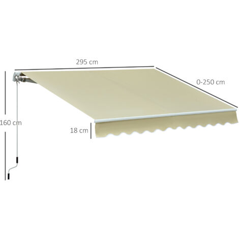 HOMCOM Garden Patio Manual Awning Canopy Sun Shade Shelter Cream