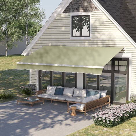 HOMCOM Garden Patio Manual Awning Canopy Sun Shade Shelter Cream