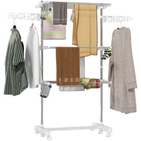 HOMCOM 3 Layer Folding Cloth Hanger Stand Towel Hanging Dryer Rack Holding Airer