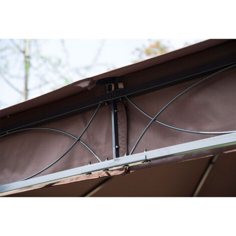 Outsunny 3x3m Garden Metal Gazebo Marquee Patio Party Tent Canopy Shelter Brown