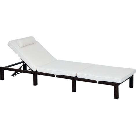 Outsunny Garden Rattan Furniture Recliner Lounger Sun Reclining Daybed Patio Brown