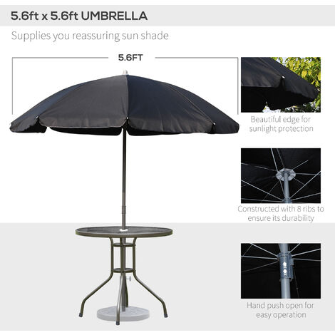 Outsunny Garden Dining Set Outdoor Furniture Folding Chairs Table Parasol Black