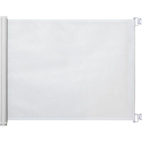 PawHut Retractable Stair Gate Dog Pet Barrier Folding Protector 115 x 82.5cm White