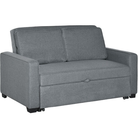 HOMCOM 2 Seater Sofa Bed Click Clack Couch Sleeper for Living Room Grey