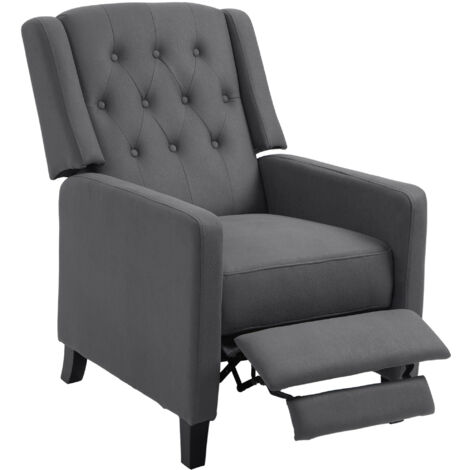 HOMCOM Button Tufted Recliner Chair, Microfibre Cloth Reclining Armchair Charcoal grey