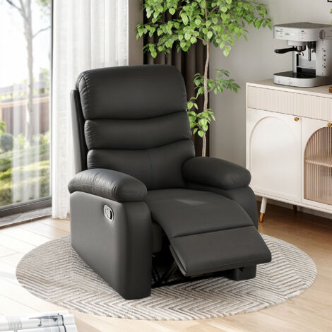 HOMCOM Manual Recliner Chair Armchair for Living Room with Footrest Black