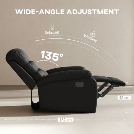HOMCOM Manual Recliner Chair Armchair for Living Room with Footrest Black