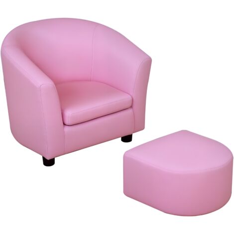 HOMCOM Kids Sofa Set Children Armchair Toddler Chair Padding with Footstool