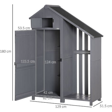 Outsunny  Fir Garden Storage Shed With Shelves Log Rack, For Garden Tools