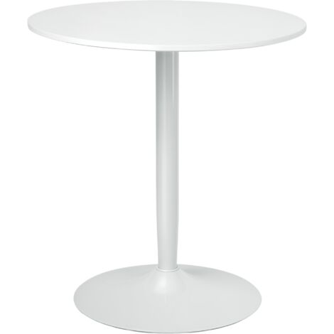 HOMCOM Round Dining Table w/ Steel Base, Non-slip Pad for Living Room White