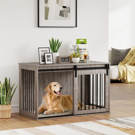 PawHut Dog Crate Furniture with Removable Cushion, for Medium Dogs - Brown XL