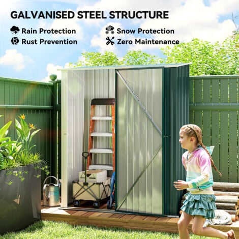 Outsunny Outdoor Storage Shed w/ Lockable Door for Garden Green