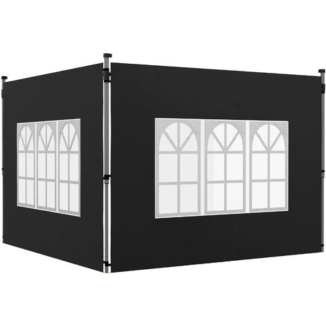 Outsunny Gazebo Side Panels for 3x3(m) or 3x4m Pop Up Gazebo, 2 Pack Black