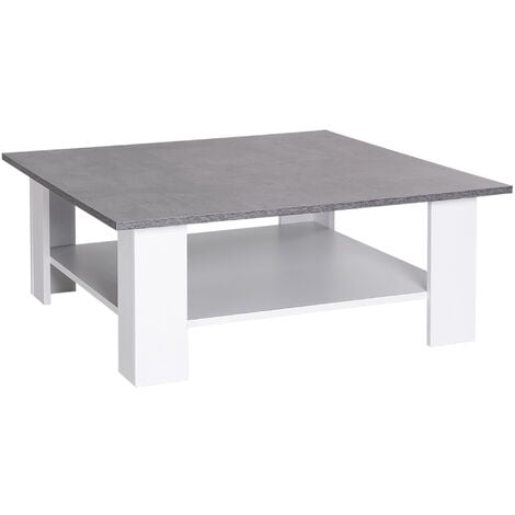 HOMCOM Vintage Coffee Table Square 2 Tier Side End Desk Indoor Living Room