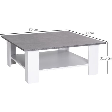 HOMCOM Vintage Coffee Table Square 2 Tier Side End Desk Indoor Living Room