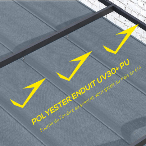 Outsunny Pergola Sun Shade Cover Roof Replacement for 2.85 x 2m Pergola Grey