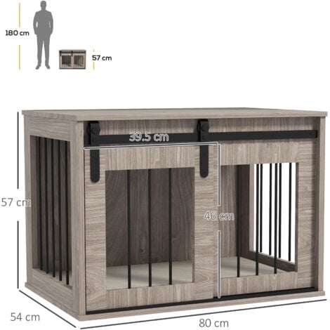 PawHut Dog Crate Furniture with Removable Cushion, for Medium Dogs - Brown M