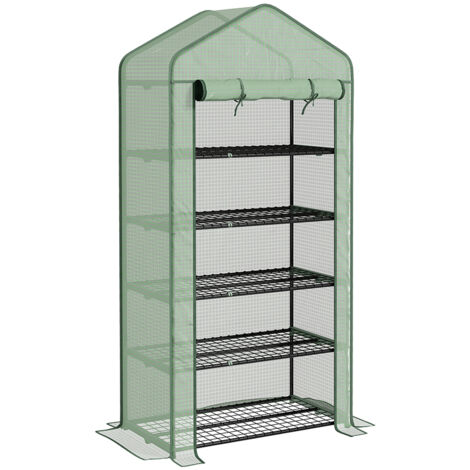 Outsunny Widened Mini Greenhouse 5 Tier Green House, 193H x 90W x 49Dcm Green